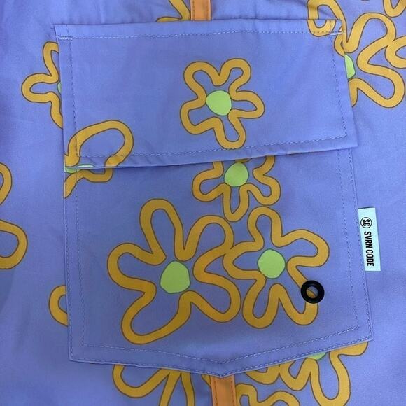 Men’s SVRN Sovereign CODE Swim Trunks Purple Orange Sz XL Elastic Waist 1 Pocket - Picture 6 of 13